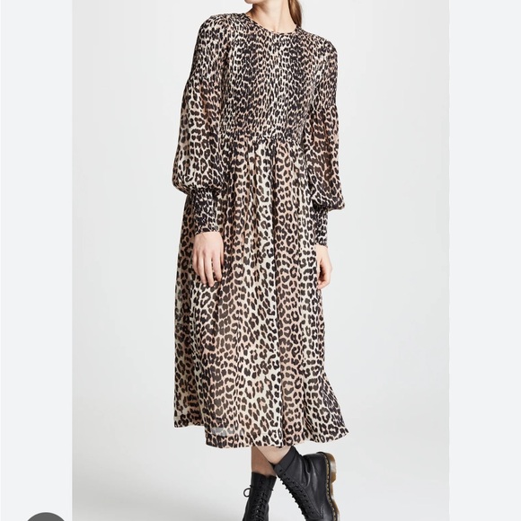 Ganni leopard print Georgette maxi dress - Picture 3 of 4
